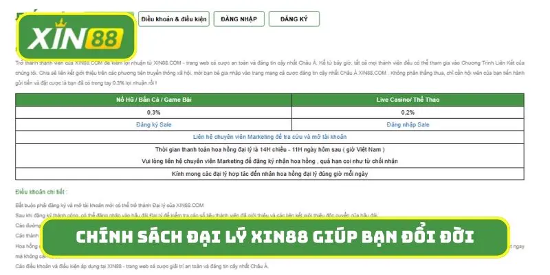 Chính sách đại lý Xin88 giúp bạn đổi đời nhanh chóng