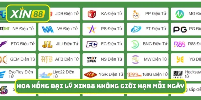 Hoa hồng đại lý Xin88 không giới hạn mỗi ngày